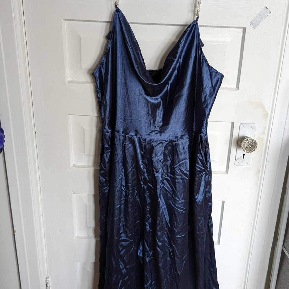 Blue Satin Jumpsuit